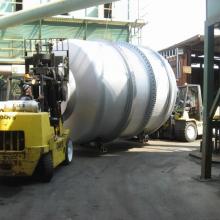 Moving a Kiln at Metalex with two 15,000 lb 